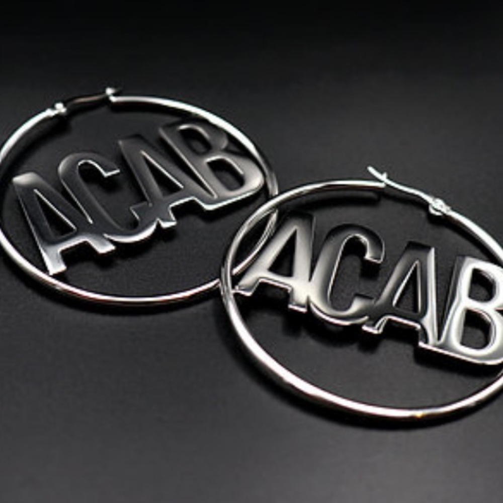Brand New Topple and Burn Silver ACAB hoops